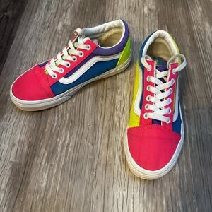 Vans Old Skool Neon Color Block Skate Shoe Pink Purple Yellow Blue Green Kids 3